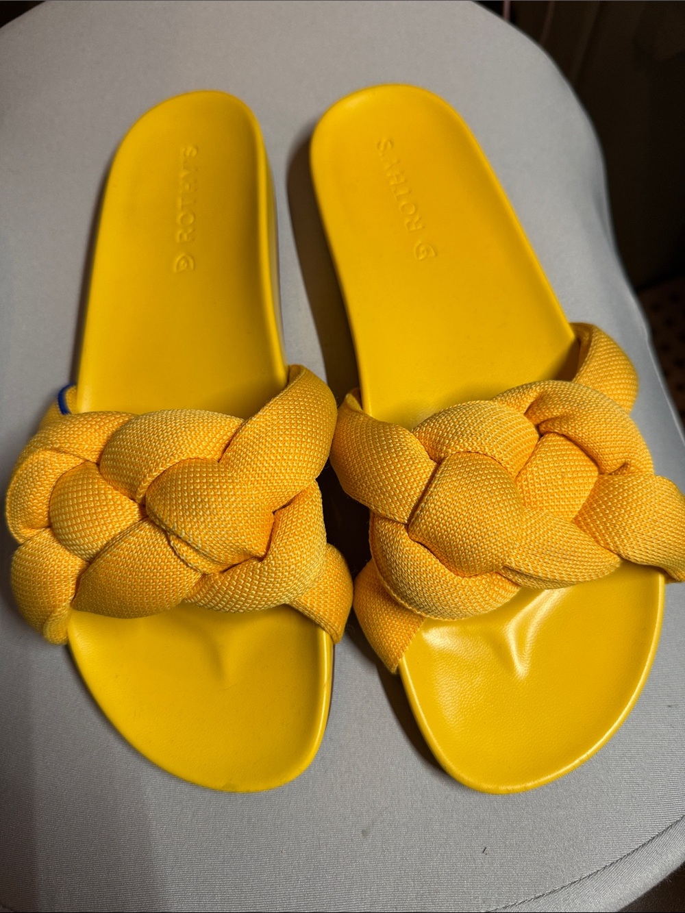 Rothy Yellow Braided Slide Sandals - Women's Casual Summer Slides